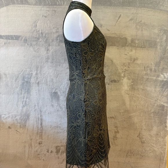 Dark Romantic Bodycon Lace Overlay Halter Sleeveless Dress Sz S Date Night - Picture 4 of 10